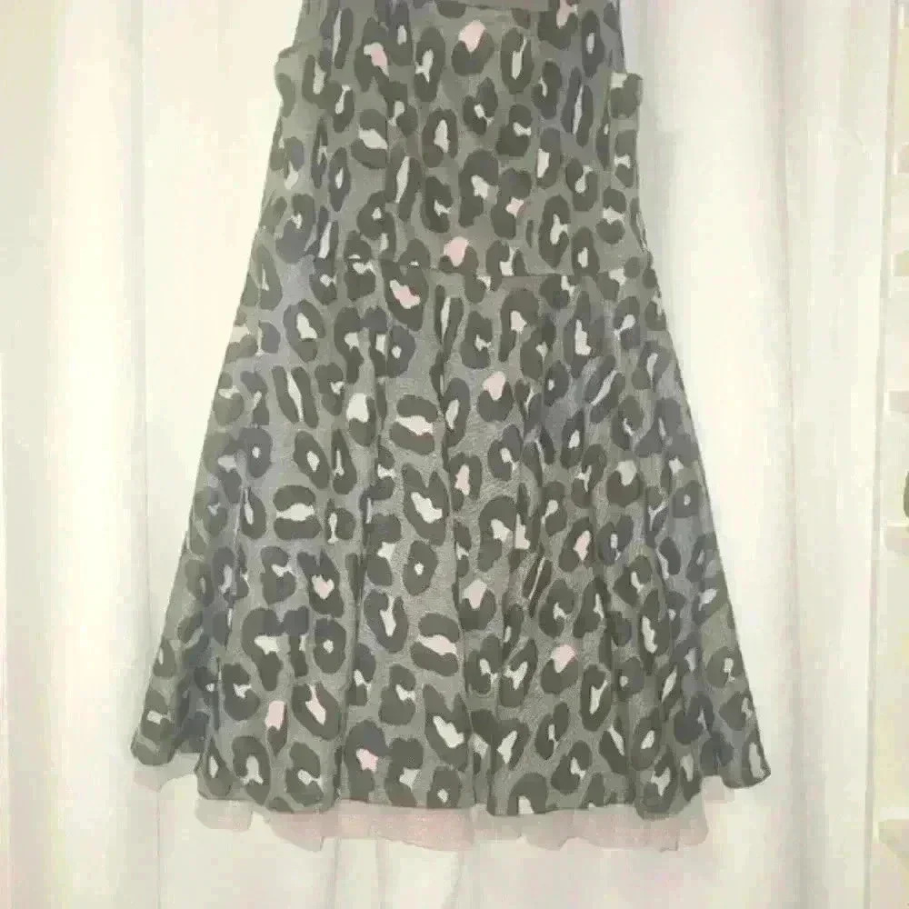 Lepord printed girl's 20 1/2 plus skater styled dress with tulle under skirt - Picture 3 of 11